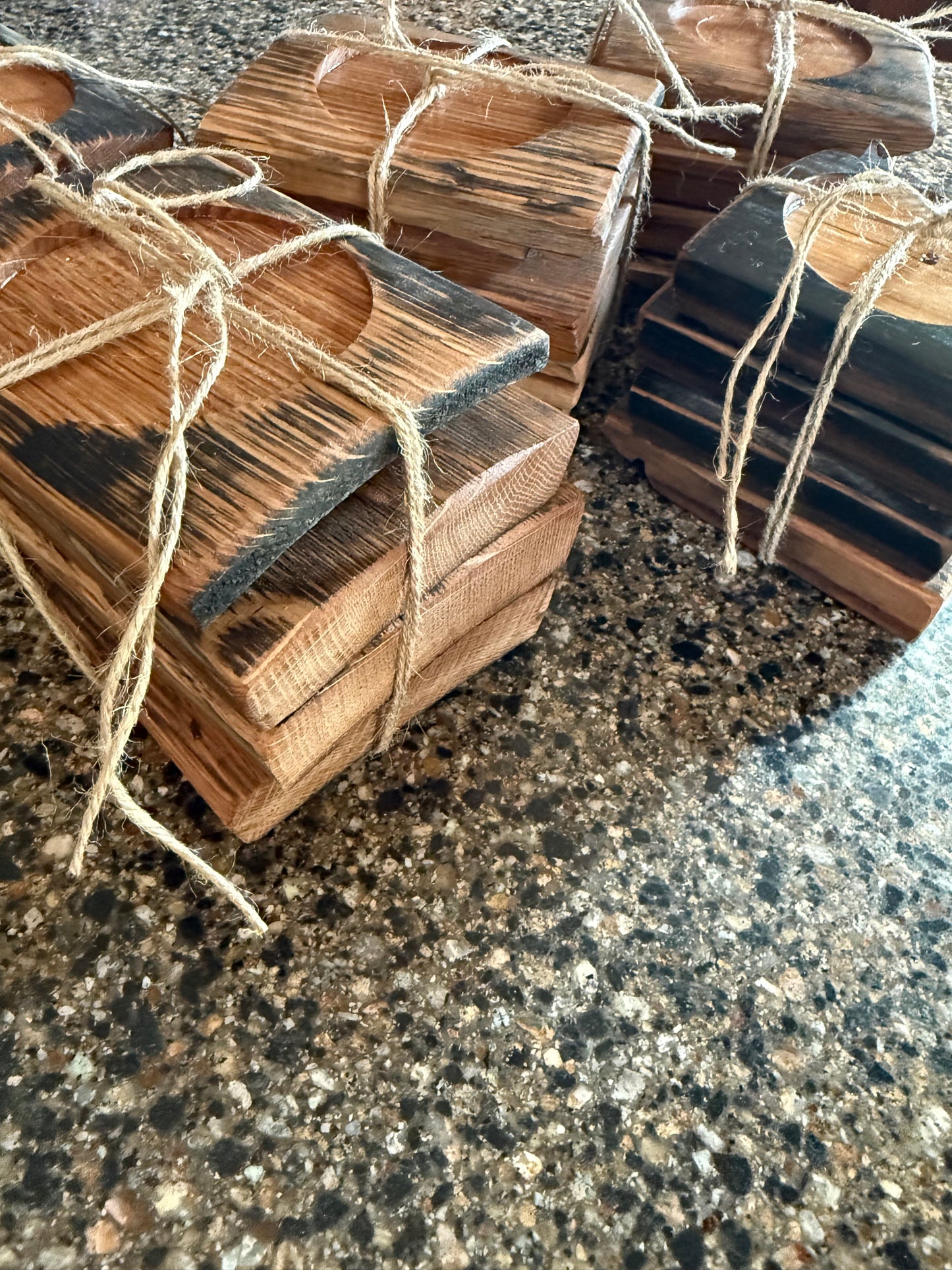 Bourbon barrel drink coasters