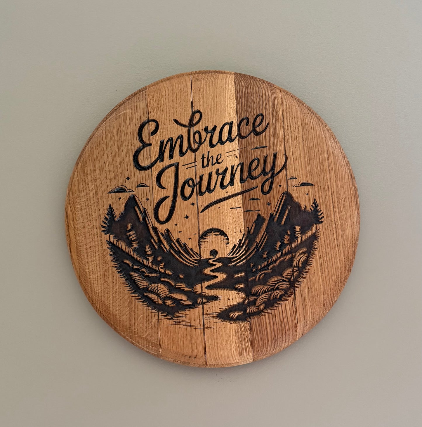 Embrace the Journey on 13.5 Barrel head