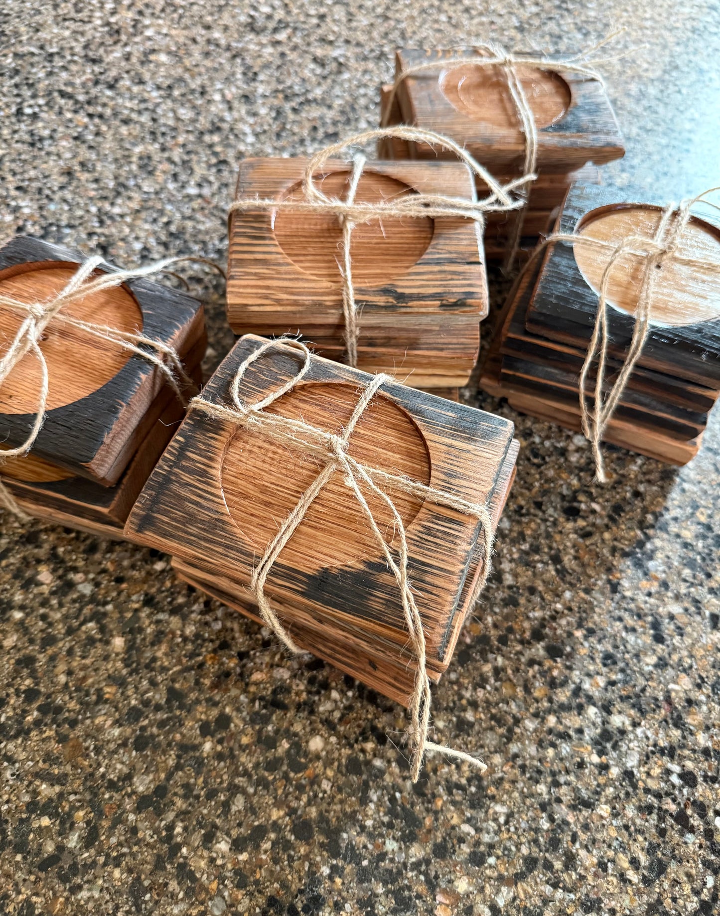 Bourbon barrel drink coasters
