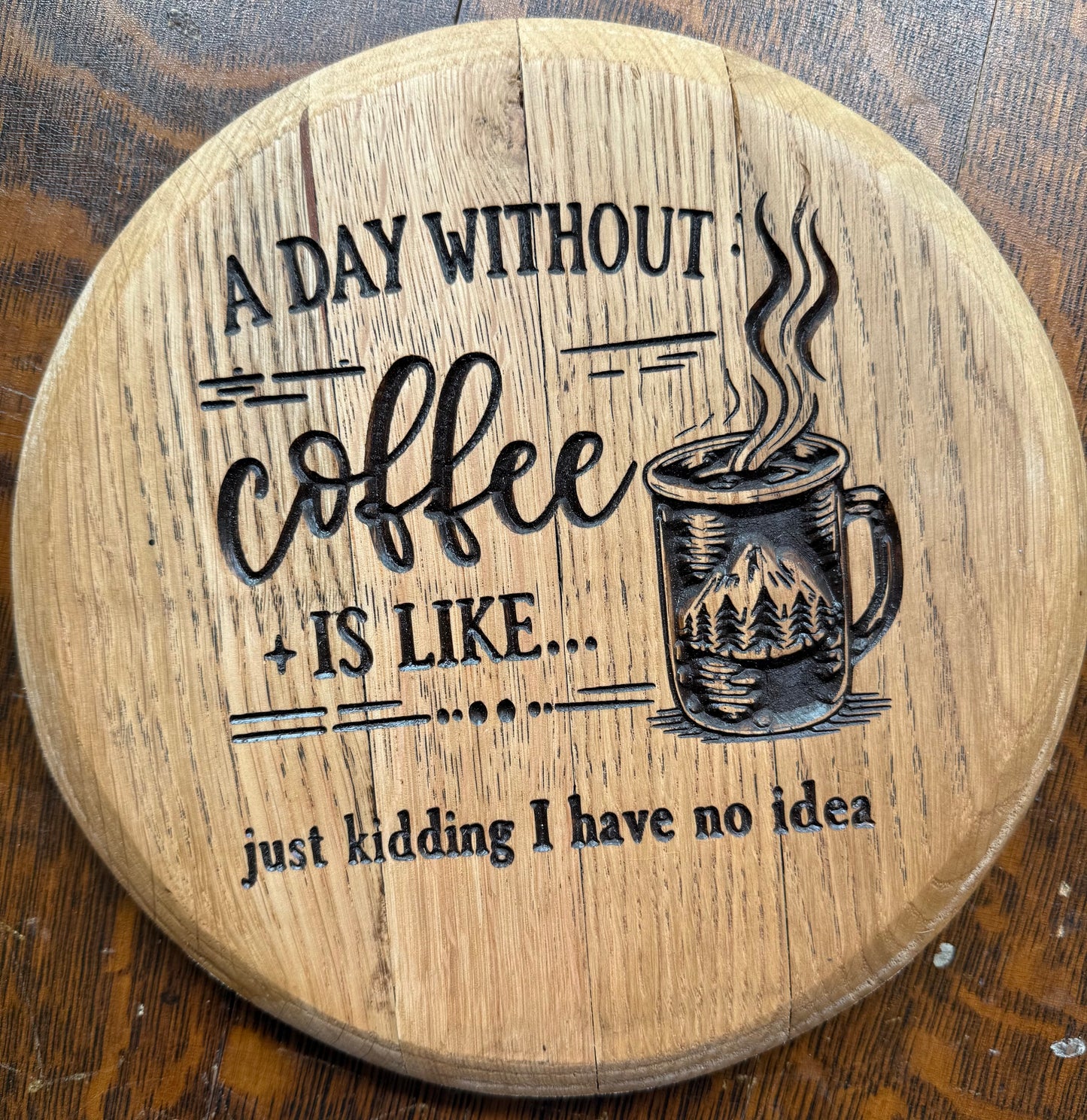 10" / 5 gallon A Day Without Coffee Barrel head