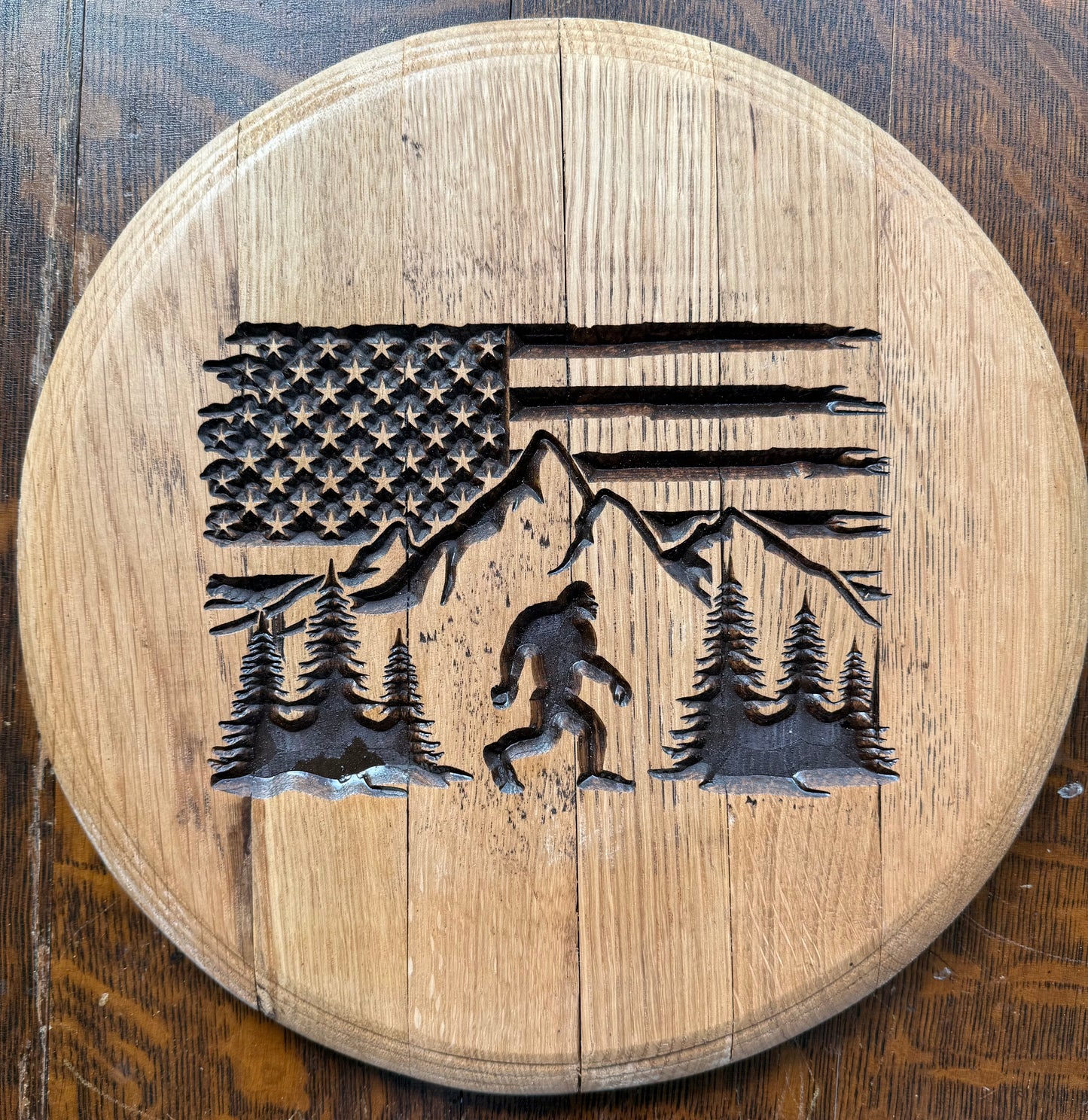 10" / 5 gallon Big Foot and Mountains Barrel head