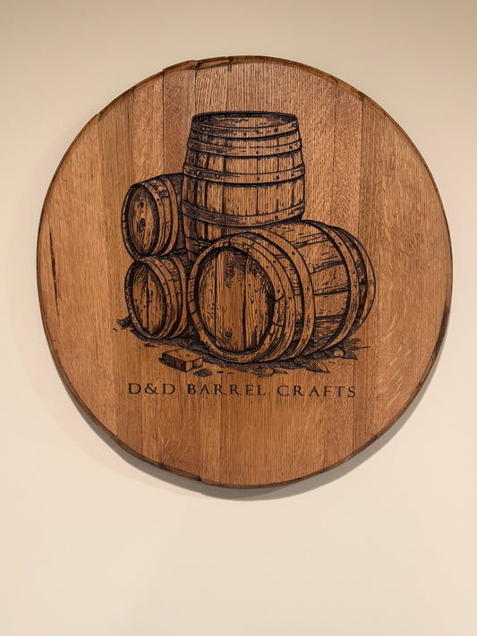 Custom CNC-Engraved Bourbon Barrel Head