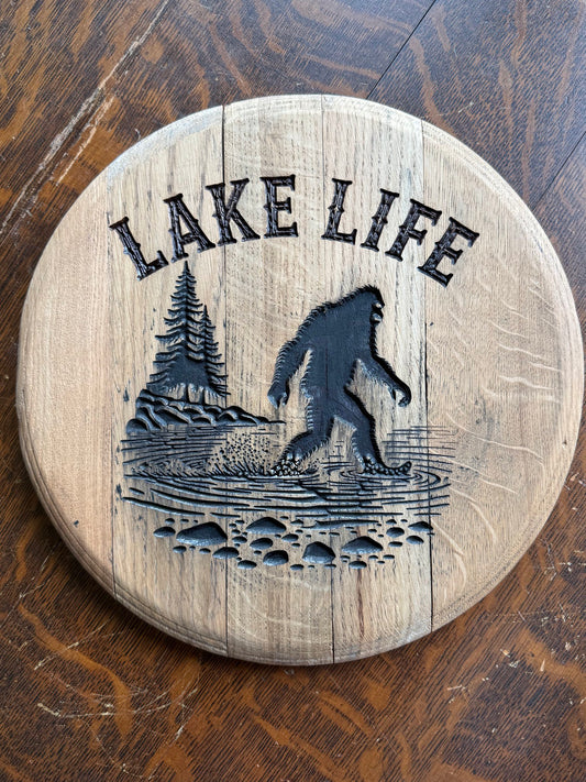 14" / 15 Gallon Bigfoot Lake Life Bourbon Barrel Head